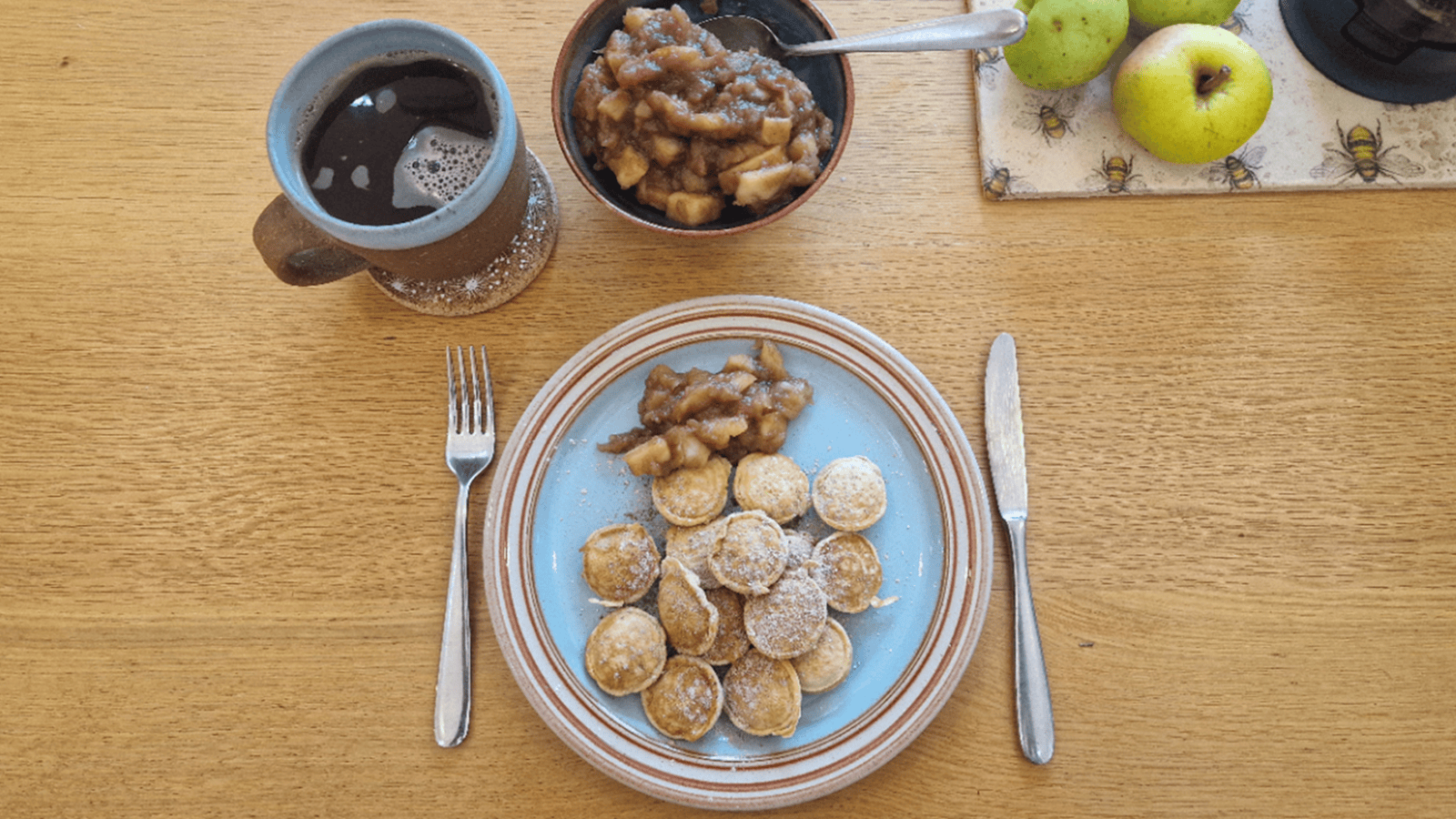 Poffertjes (mini buckwheat pancakes) street food