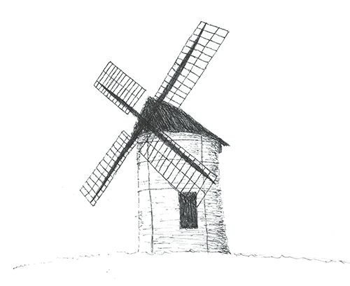 Line drawing of Ashton Mill