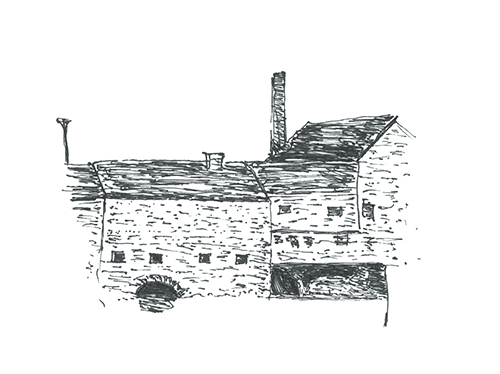 Line drawing of Bathpool Mill